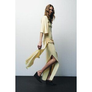 ZARA OPEN BACK CAPE LONG DRESS
